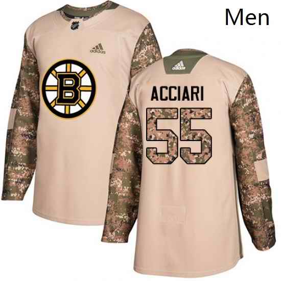 Mens Adidas Boston Bruins 55 Noel Acciari Authentic Camo Veterans Day Practice NHL Jersey